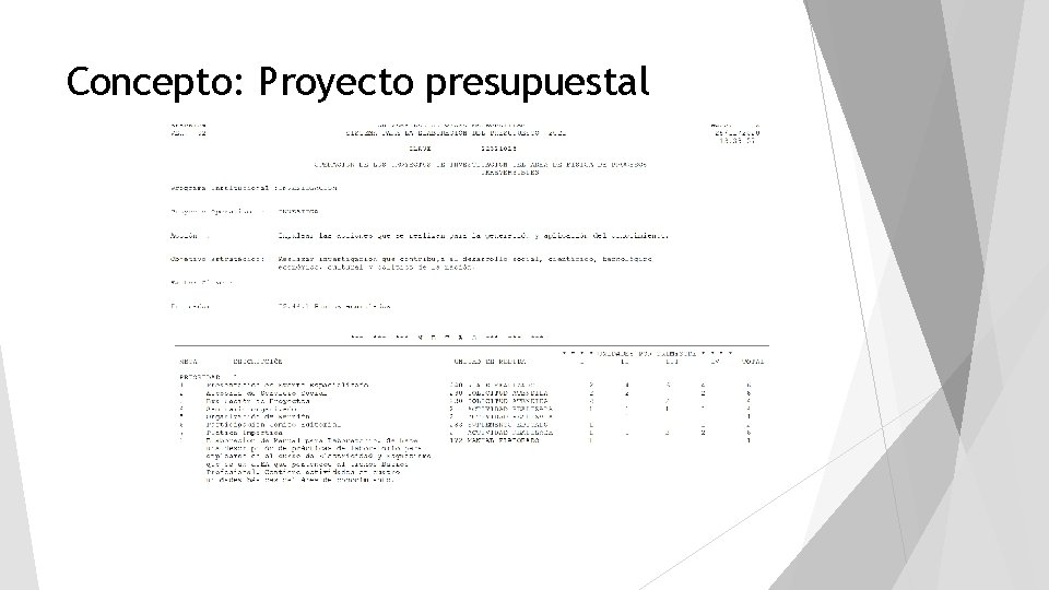 Concepto: Proyecto presupuestal 