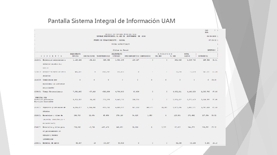 Pantalla Sistema Integral de Información UAM 