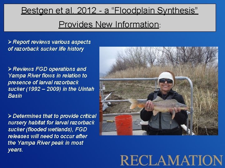 Bestgen et al. 2012 - a “Floodplain Synthesis” Provides New Information: ØReport reviews various
