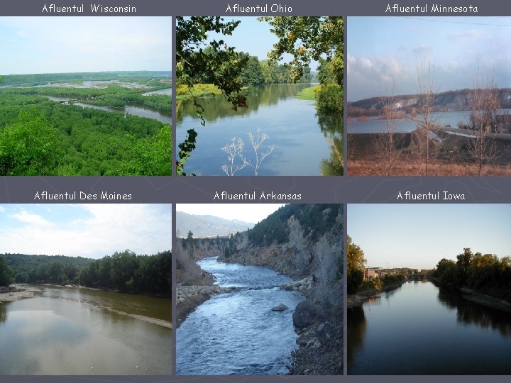 Afluentul Wisconsin Afluentul Des Moines Afluentul Ohio Afluentul Minnesota Afluentul Arkansas Afluentul Iowa 