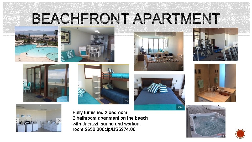 Fully furnished 2 bedroom, 2 bathroom apartment on the beach with Jacuzzi, sauna and Fully furnished 2 bedroom, 2 bathroom apartment on the beach with Jacuzzi, sauna and