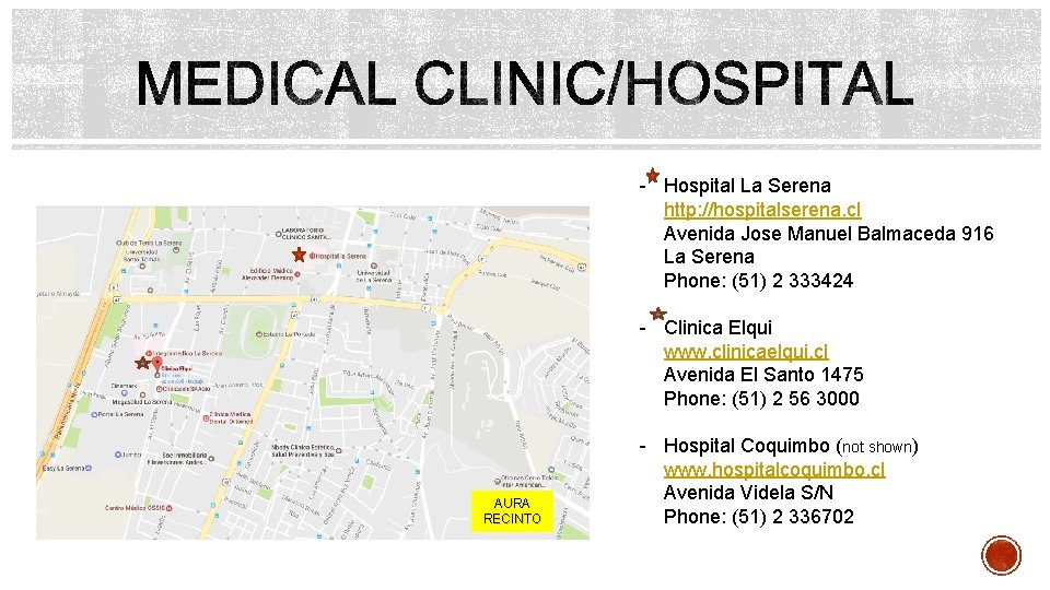 - Hospital La Serena http: //hospitalserena. cl Avenida Jose Manuel Balmaceda 916 La Serena - Hospital La Serena http: //hospitalserena. cl Avenida Jose Manuel Balmaceda 916 La Serena