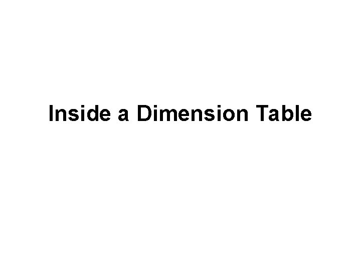 Inside a Dimension Table 