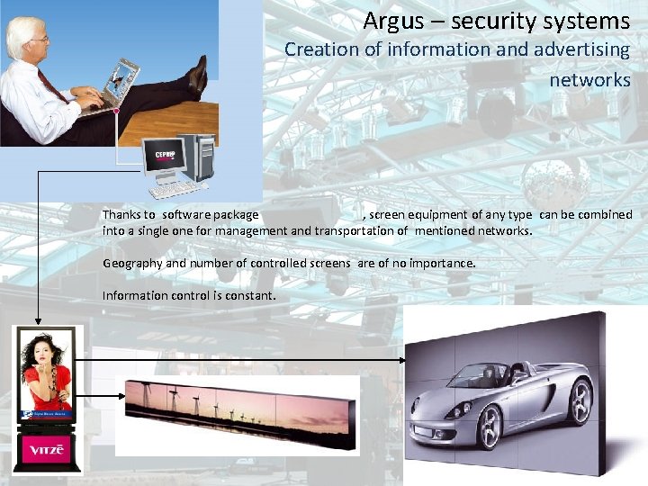 Argus – security systems Creation of information and advertising networks Thanks to software package