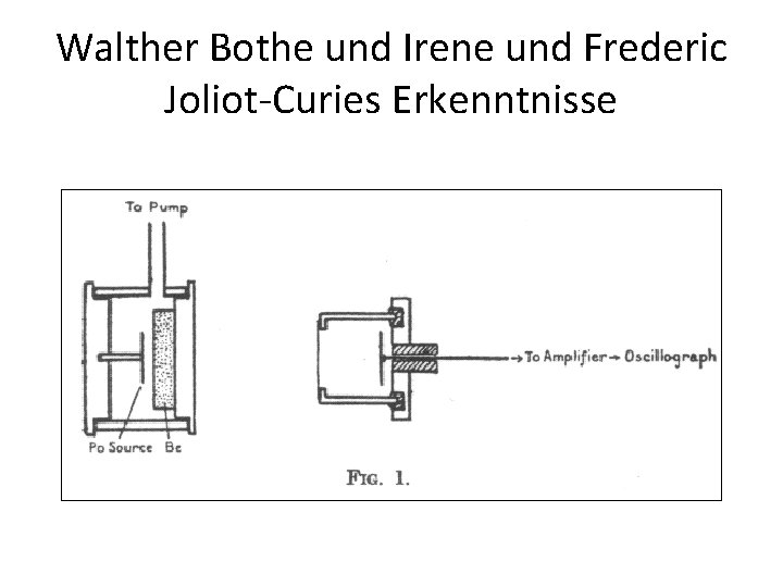 Walther Bothe und Irene und Frederic Joliot-Curies Erkenntnisse 