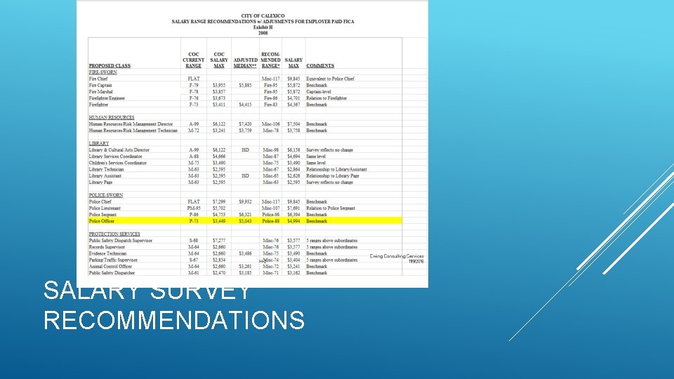 SALARY SURVEY RECOMMENDATIONS 