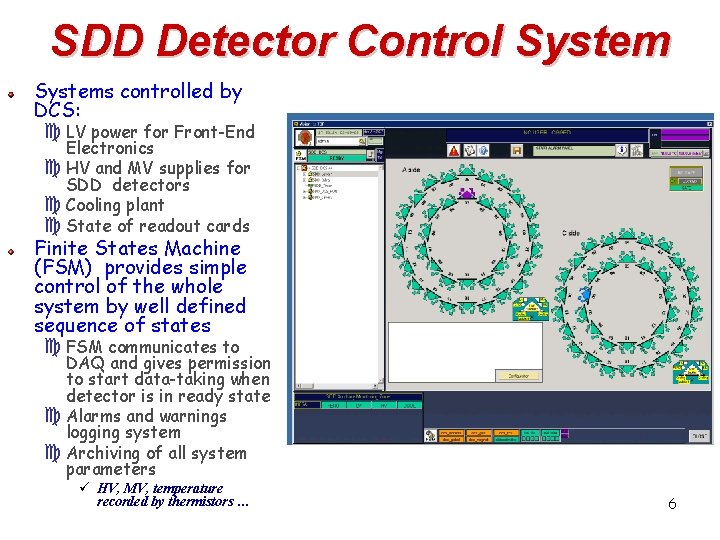 SDD Detector Control Systems controlled by DCS: c LV power for Front-End Electronics c