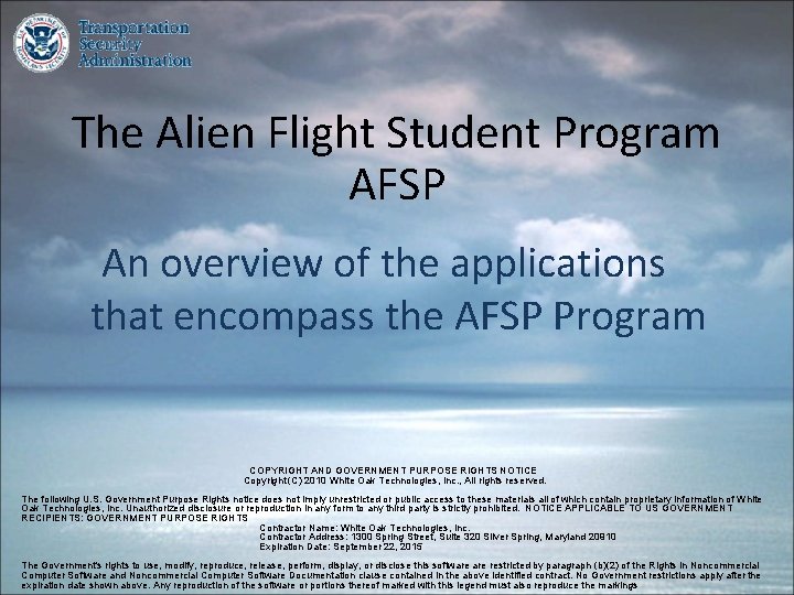 The Alien Flight Student Program AFSP An overview of the applications that encompass the The Alien Flight Student Program AFSP An overview of the applications that encompass the