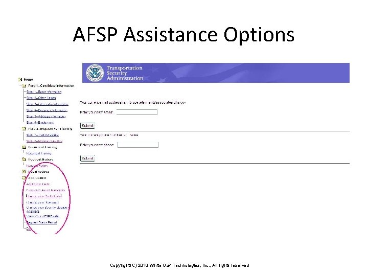 AFSP Assistance Options Copyright (C) 2010 White Oak Technologies, Inc. , All rights reserved