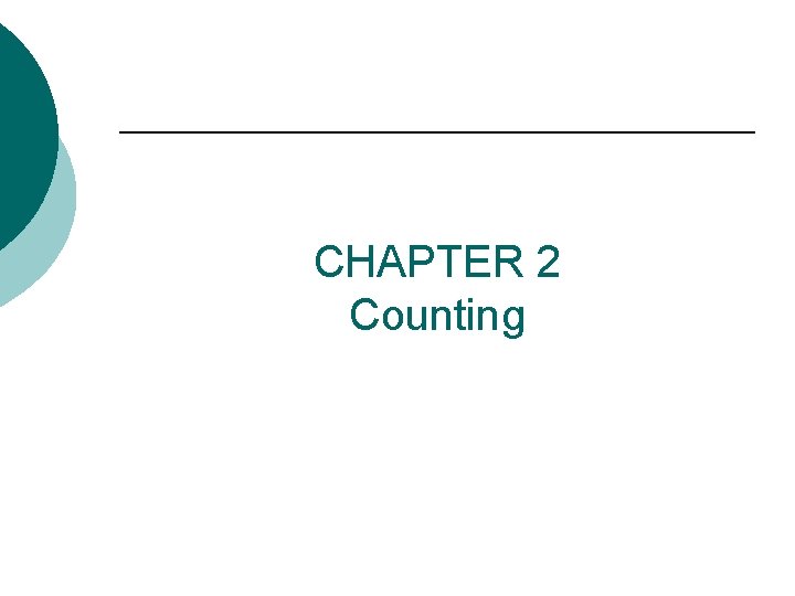 CHAPTER 2 Counting 