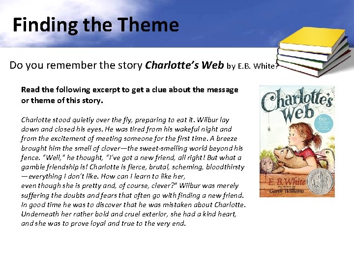 Finding the Theme Do you remember the story Charlotte’s Web by E. B. White?