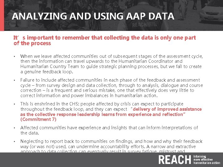 ANALYZING AND USING AAP DATA It’s important to remember that collecting the data is