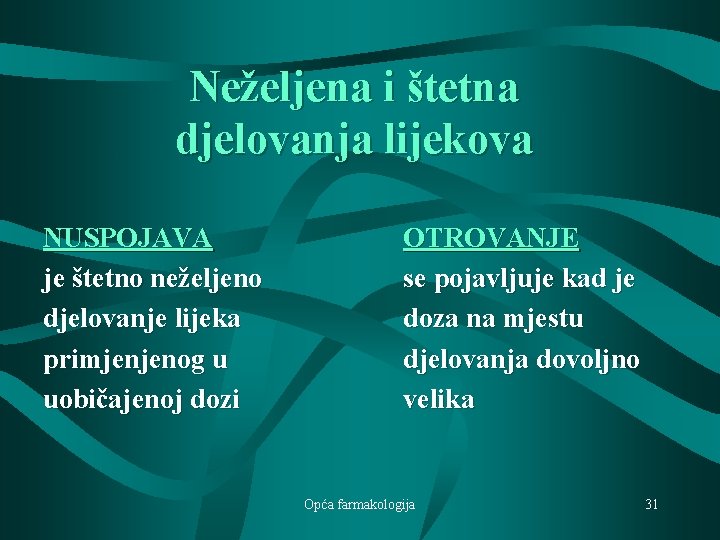 Neželjena i štetna djelovanja lijekova NUSPOJAVA je štetno neželjeno djelovanje lijeka primjenjenog u uobičajenoj