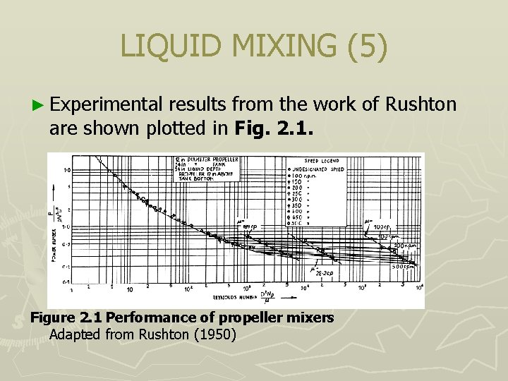 LIQUID MIXING (5) ► Experimental results from the work of Rushton are shown plotted