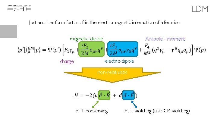EDM Just another form factor of in the electromagnetic interaction of a fermion magnetic-dipole