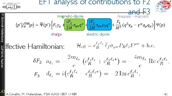 P. Schmidt-Wellenburg EFT analysis of contributions to F 2 and F 3 magnetic-dipole Anapole