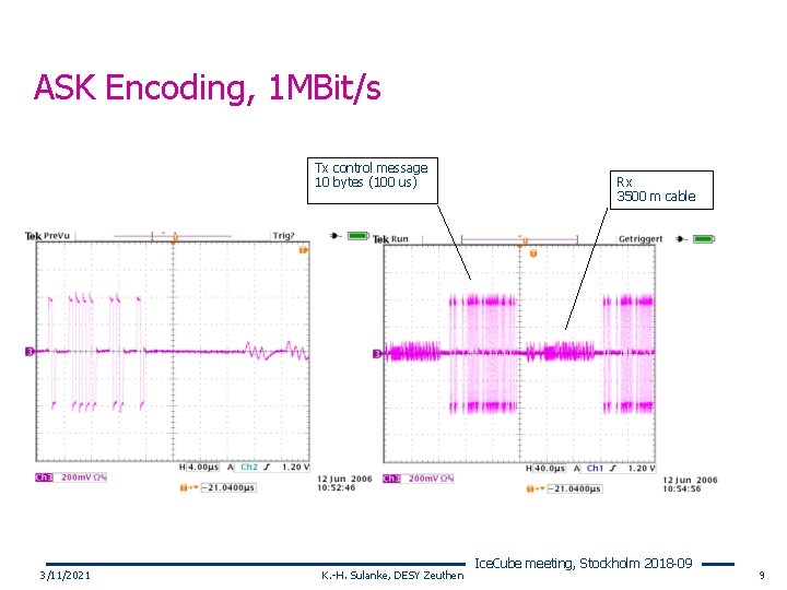 ASK Encoding, 1 MBit/s Tx control message 10 bytes (100 us) 3/11/2021 K. -H.