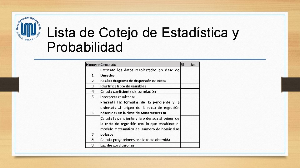 Lista de Cotejo de Estadística y Probabilidad 