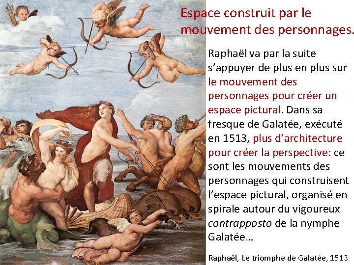 Espace construit par le mouvement des personnages… Raphaël va par la suite s’appuyer de