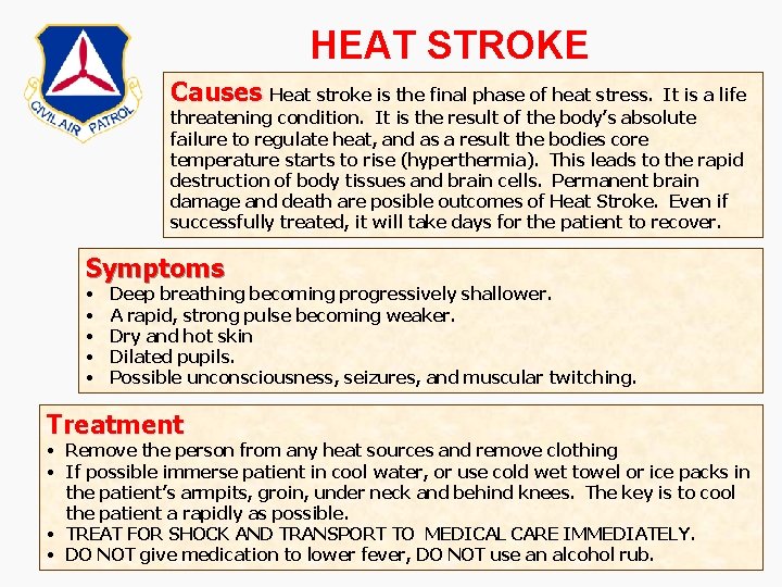 HEAT STROKE Causes Heat stroke is the final phase of heat stress. It is