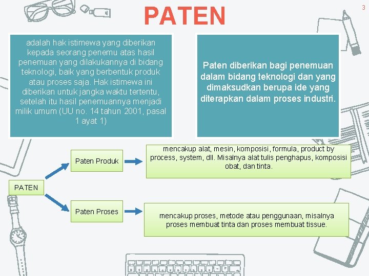 PATEN adalah hak istimewa yang diberikan kepada seorang penemu atas hasil penemuan yang dilakukannya