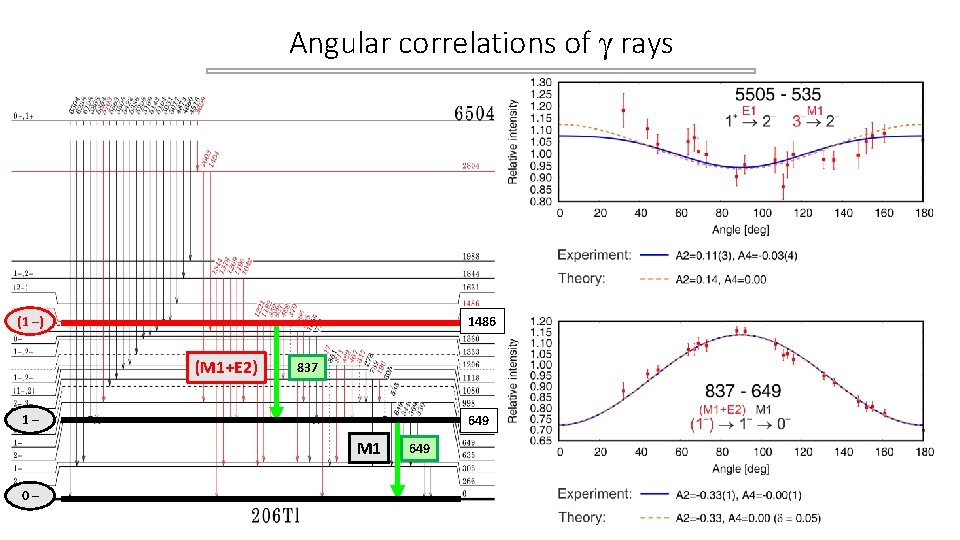 Angular correlations of rays 1486 (1 –) (M 1+E 2) 837 1– 649 M Angular correlations of rays 1486 (1 –) (M 1+E 2) 837 1– 649 M