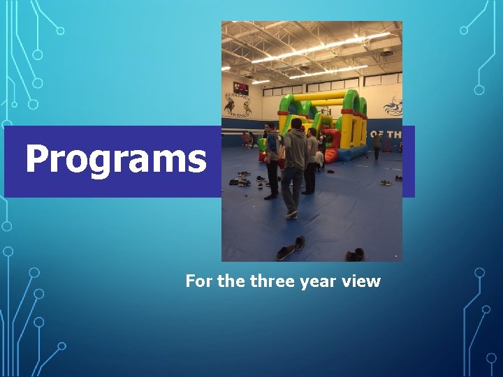 Programs For the three year view 