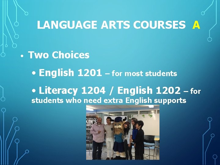 LANGUAGE ARTS COURSES A • Two Choices • English 1201 – for most students