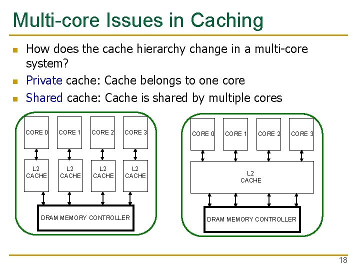 Multi-core Issues in Caching n n n How does the cache hierarchy change in
