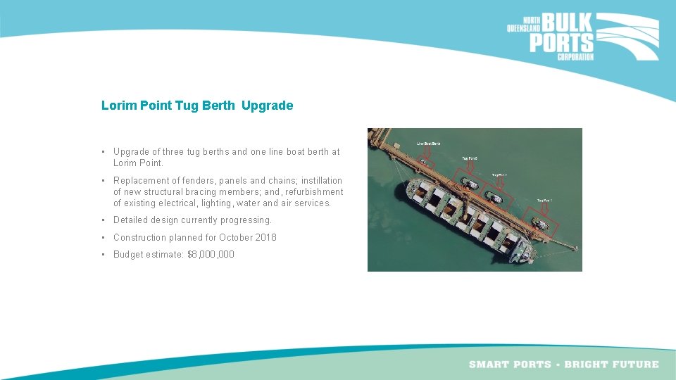Lorim Point Tug Berth Upgrade • Upgrade of three tug berths and one line Lorim Point Tug Berth Upgrade • Upgrade of three tug berths and one line