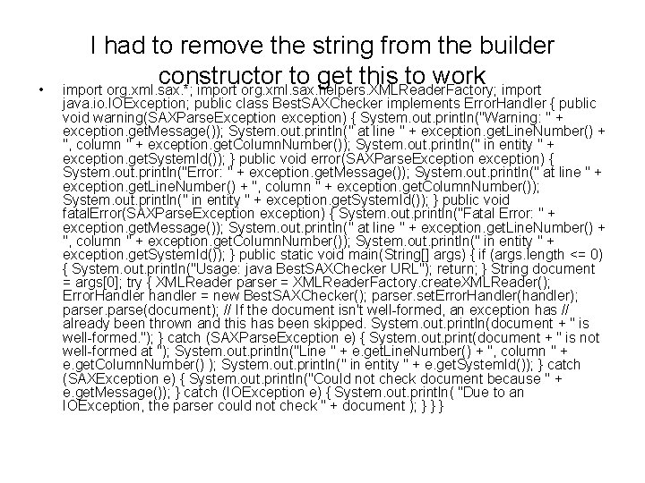  • I had to remove the string from the builder constructor to get