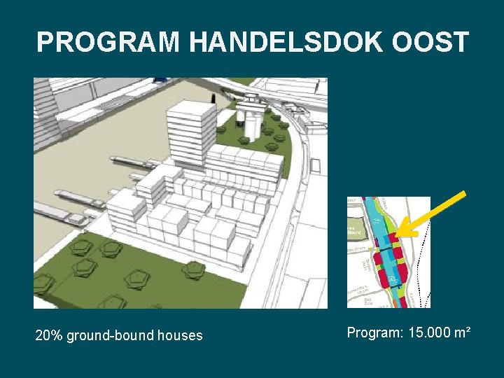 PROGRAM HANDELSDOK OOST 20% ground-bound houses Program: 15. 000 m² 