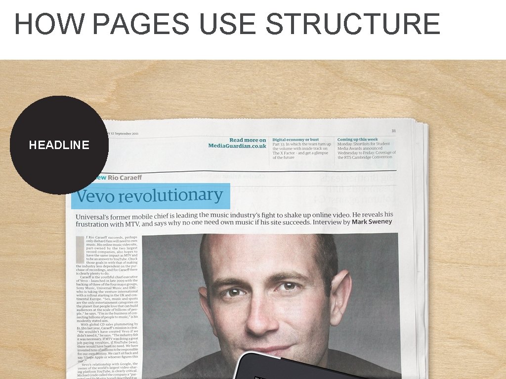 HOW PAGES USE STRUCTURE HEADLINE 