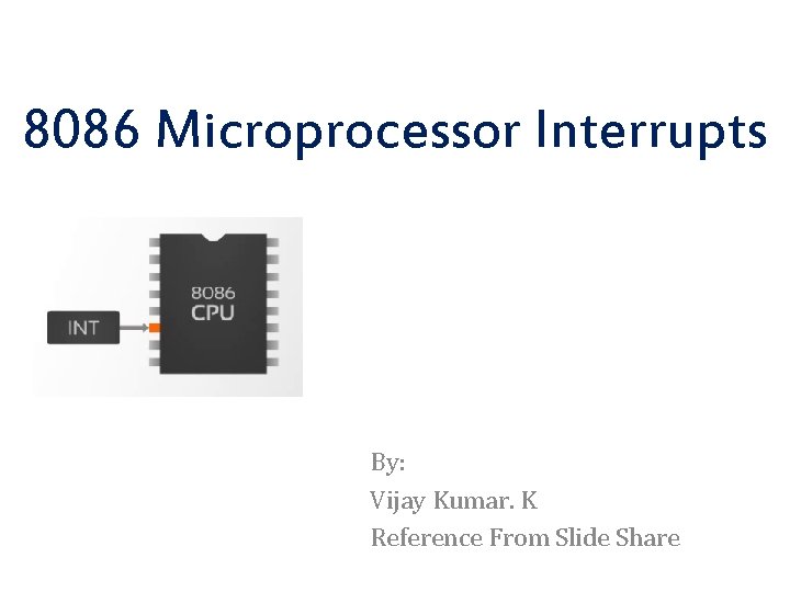 8086 Microprocessor Interrupts By: Vijay Kumar. K Reference From Slide Share 