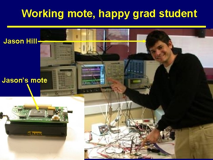 Working mote, happy grad student Jason Hill Jason’s mote SMART DUST 