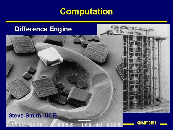 Computation Difference Engine Charles Babbage, 1822 Steve Smith, UCB SMART DUST 