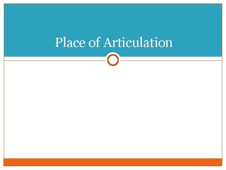 Place of Articulation 