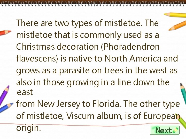 There are two types of mistletoe. The mistletoe that is commonly used as a