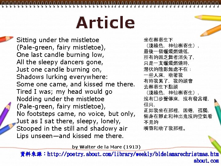Article Sitting under the mistletoe (Pale-green, fairy mistletoe), One last candle burning low, All Article Sitting under the mistletoe (Pale-green, fairy mistletoe), One last candle burning low, All