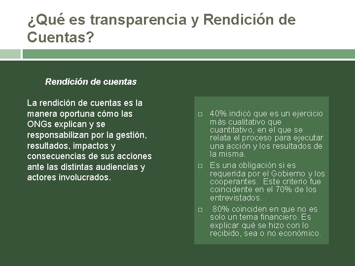 Situacin de la transparencia y rendicin de cuentas