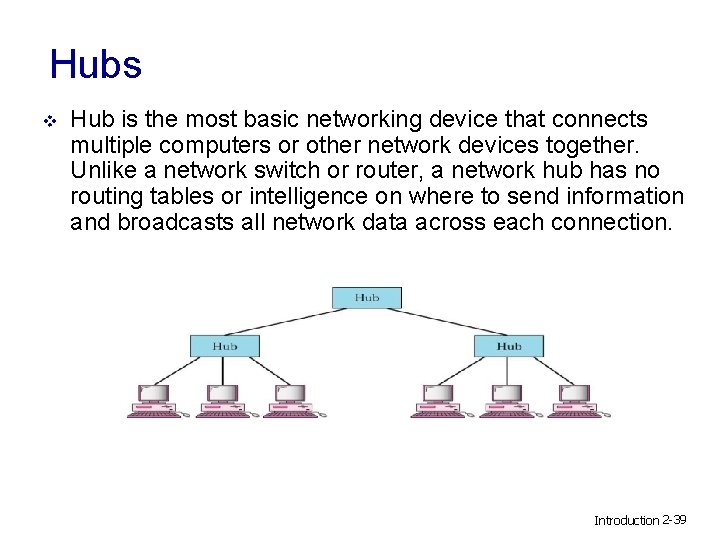 Hubs v Hub is the most basic networking device that connects multiple computers or