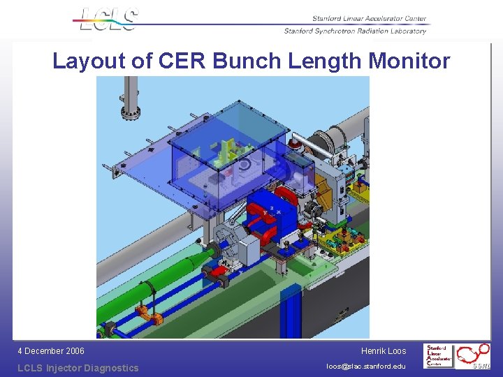 Layout of CER Bunch Length Monitor 4 December 2006 LCLS Injector Diagnostics Henrik Loos