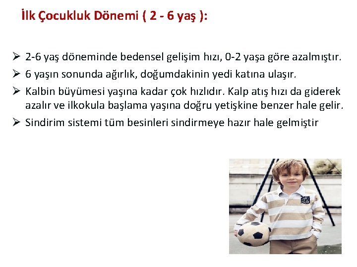 İlk Çocukluk Dönemi ( 2 - 6 yaş ): Ø 2 -6 yaş döneminde