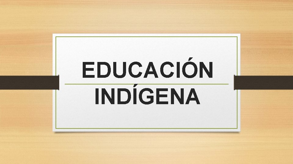 EDUCACIÓN INDÍGENA 