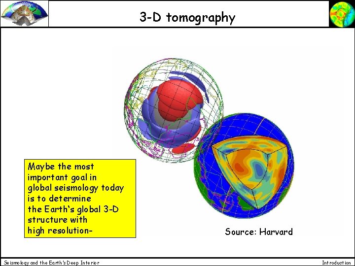 3 -D tomography Maybe the most important goal in global seismology today is to