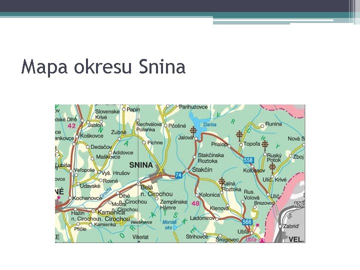 Mapa okresu Snina 