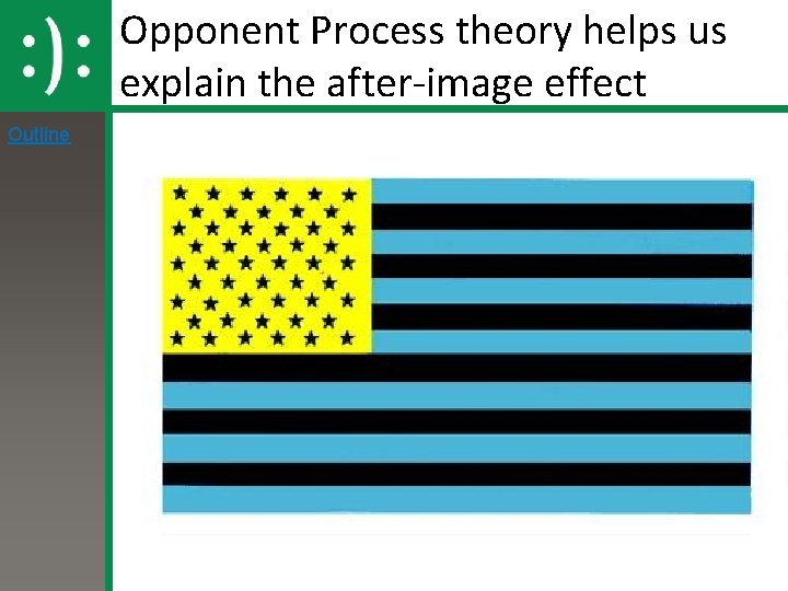 Opponent Process theory helps us explain the after-image effect Outline 