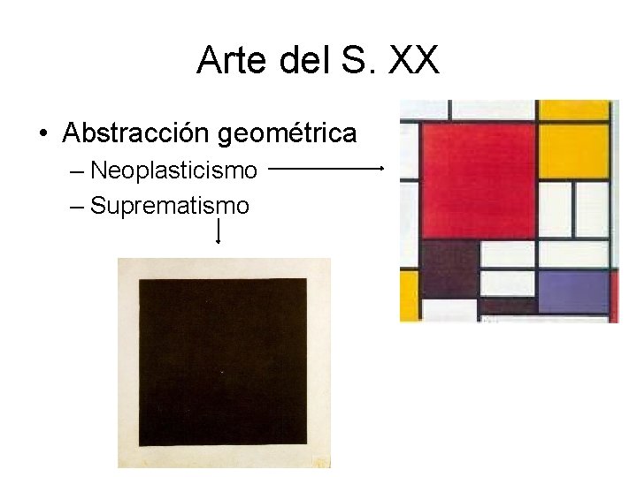 Arte del S. XX • Abstracción geométrica – Neoplasticismo – Suprematismo 