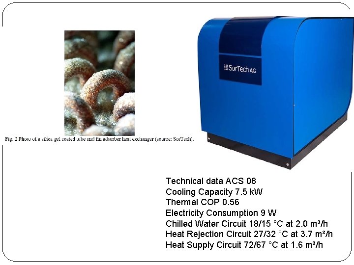 Technical data ACS 08 Cooling Capacity 7. 5 k. W Thermal COP 0. 56