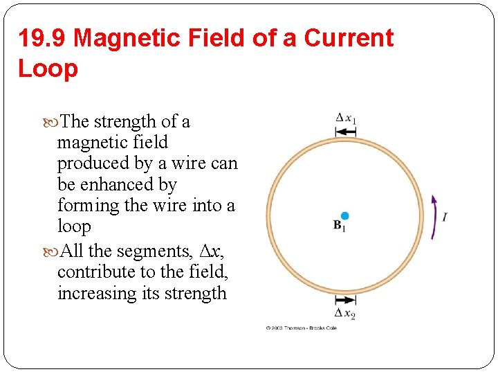 19. 9 Magnetic Field of a Current Loop The strength of a magnetic field